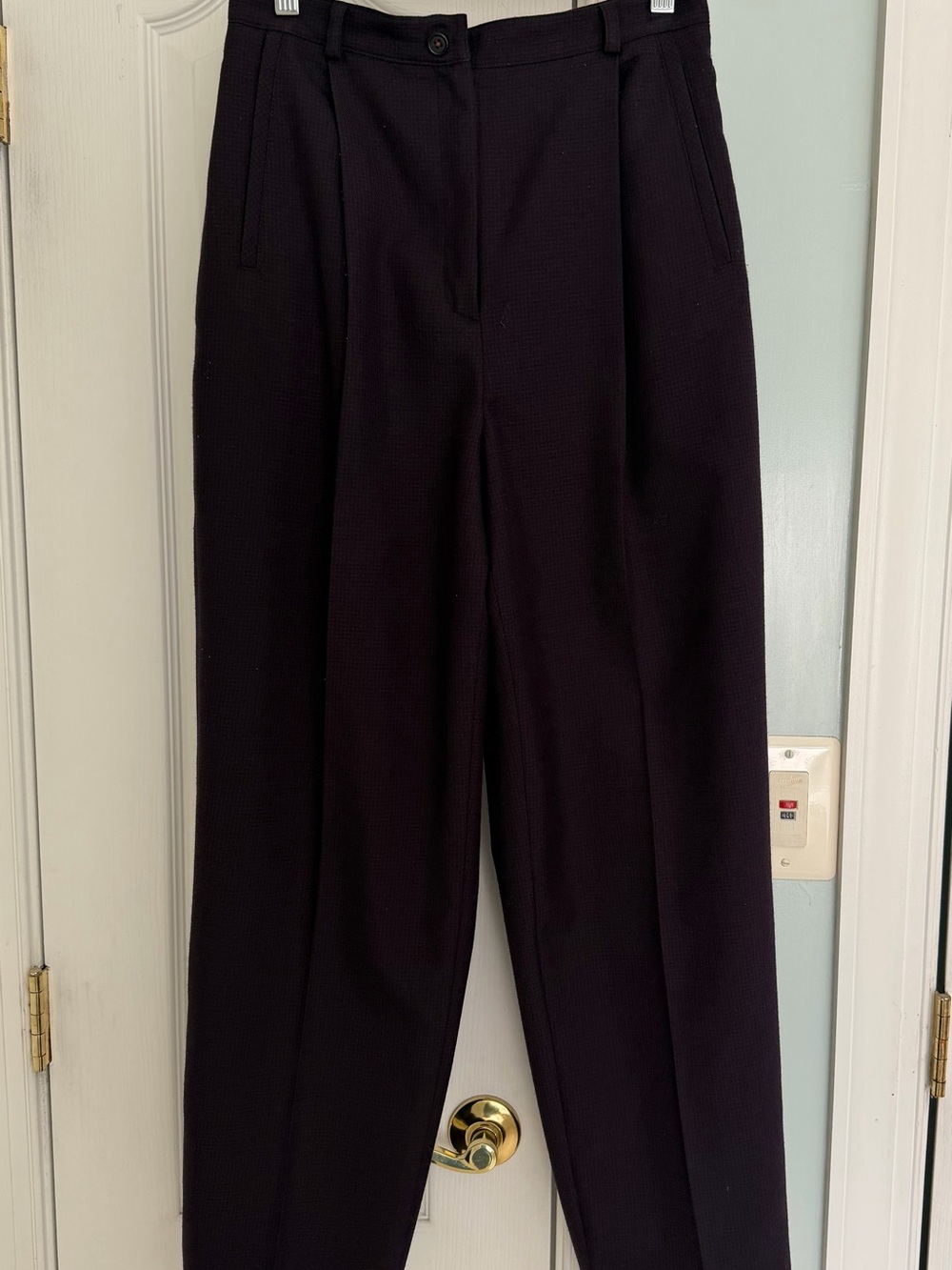Dark Purple Pleated Wool Blend Trousers Size 8